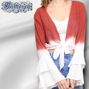 Preowned Bluheaven Bella Bell Ruffle Sleeves Front Tie Top Crop Top - S/M